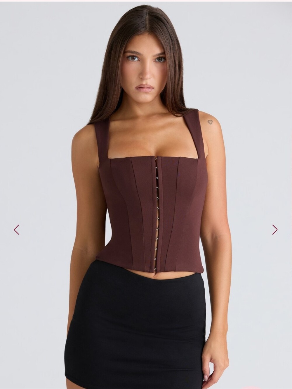 Balconette chocolat fitted corset top - Picture 3 of 7